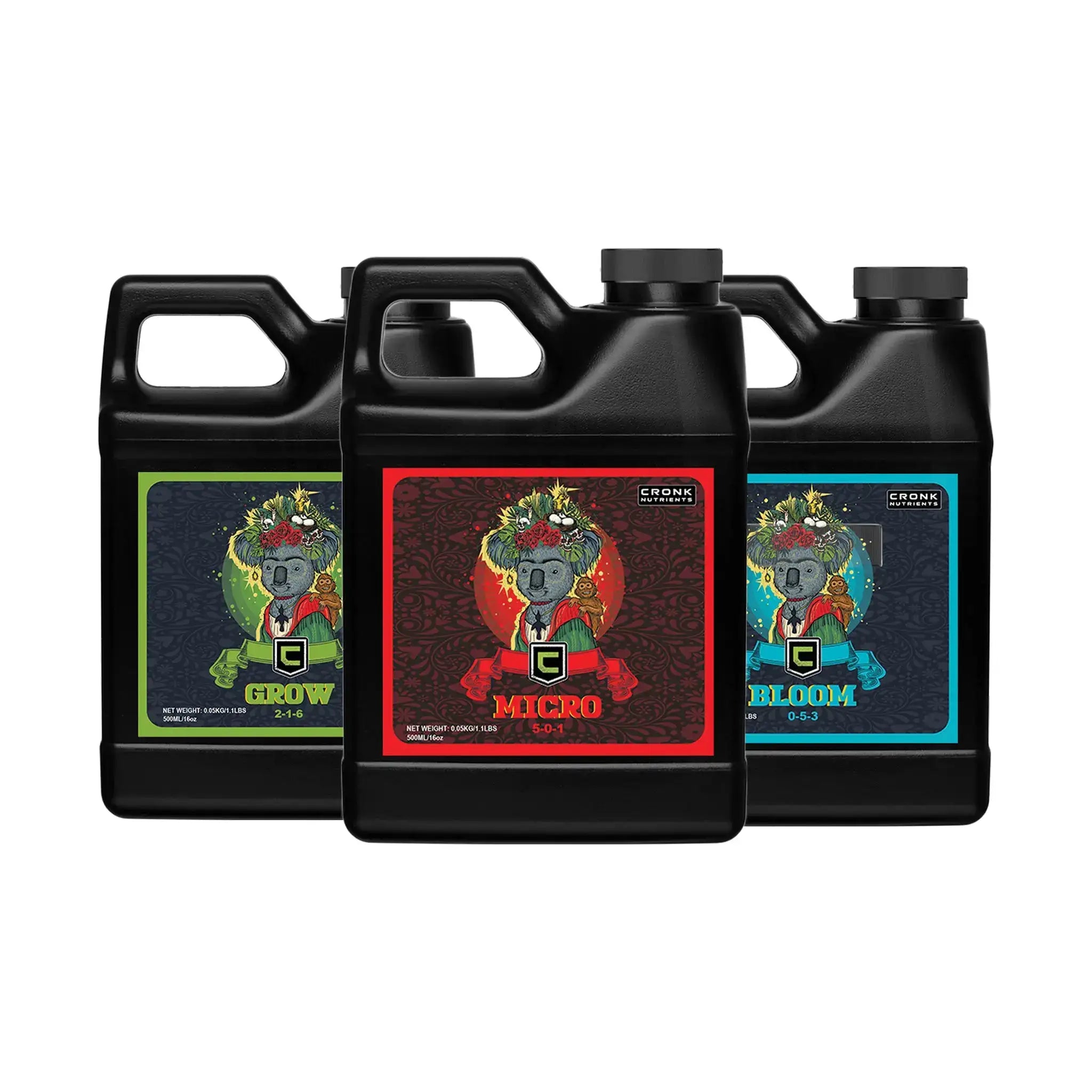 nutrient fertilizer 3-Part Base Kit | Micro, Grow, Bloom - 4L